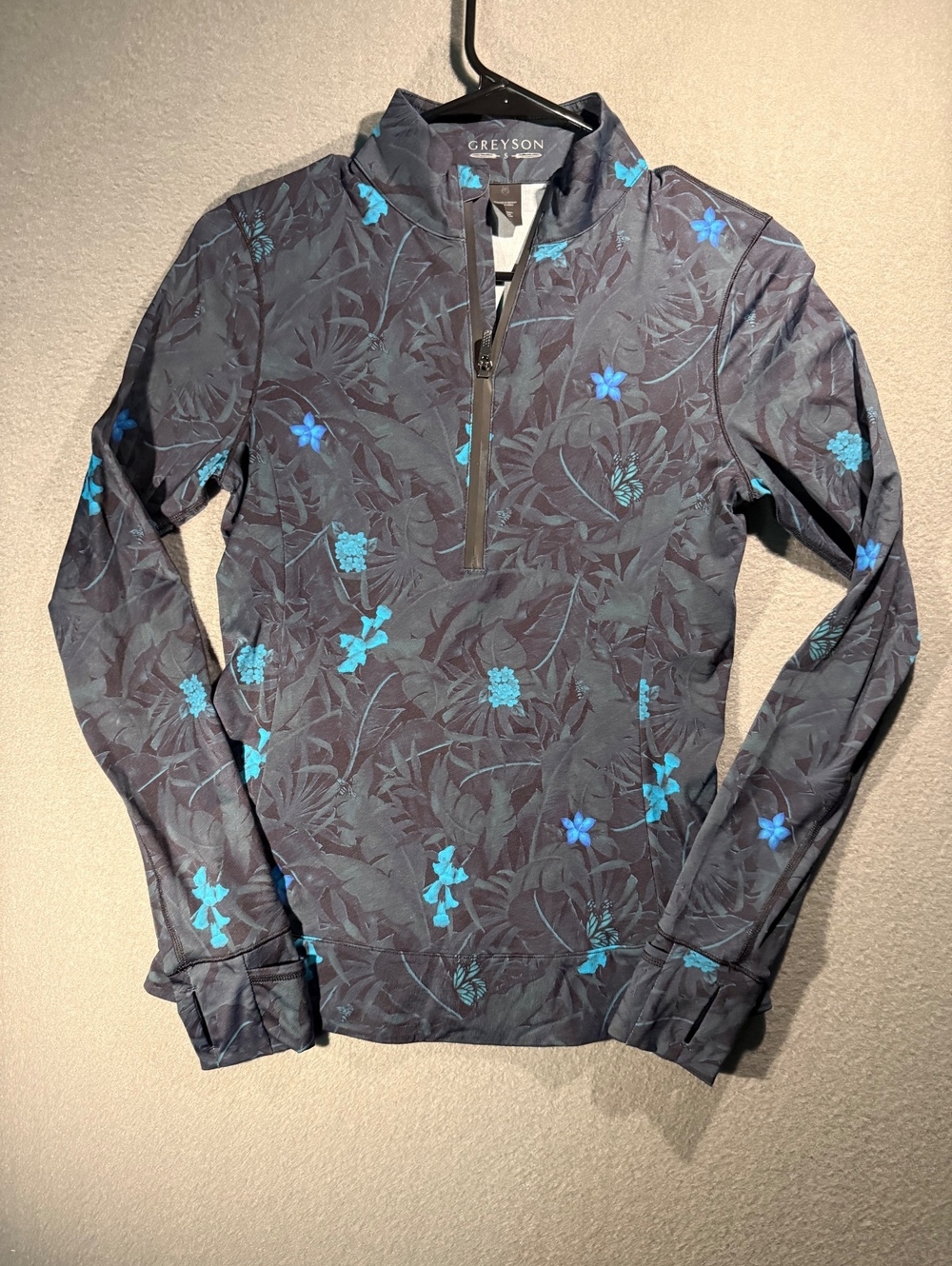 Greyson Women's Half-Zip Pullover with Blue Floral Print